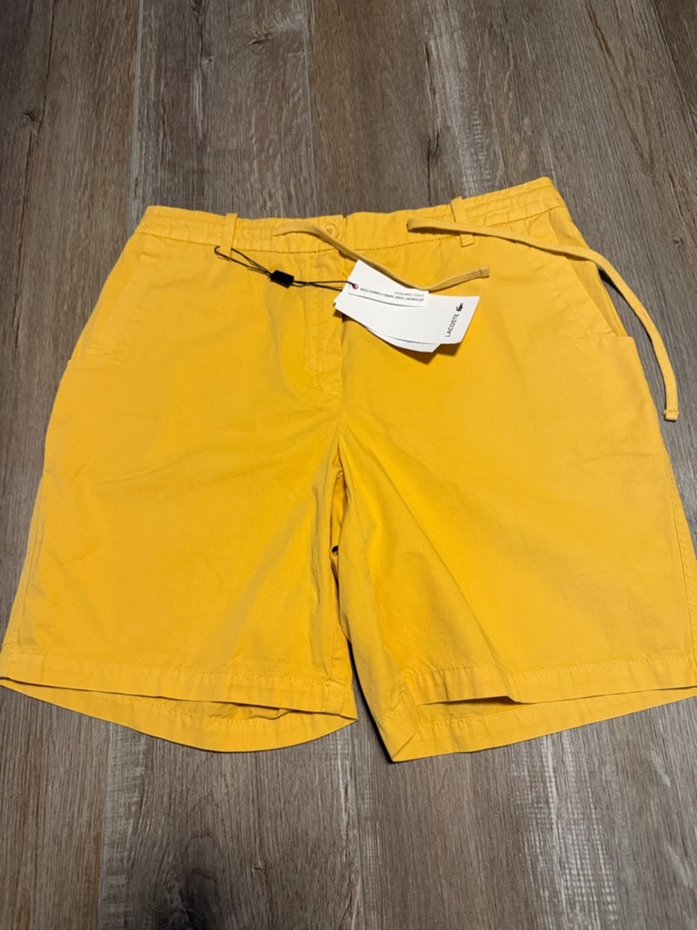 Lacoste Men's Yellow Flat Front Drawstring Shorts